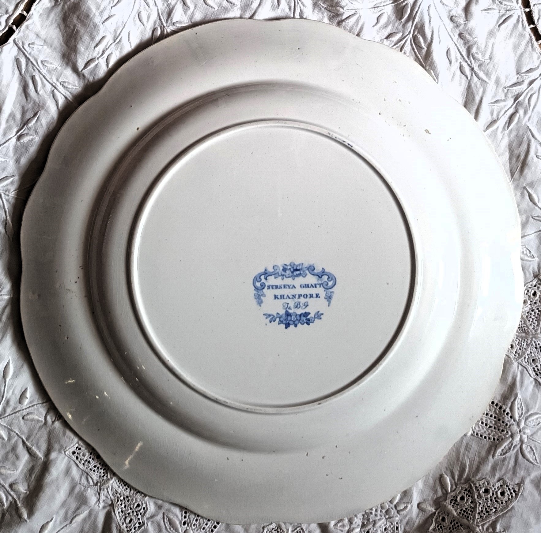 Antique English Georgian Blue and White Transfer Plate ~ “Surseya Ghaut Khanpore” ~ T. & B. Godwin Antique Ceramics 4